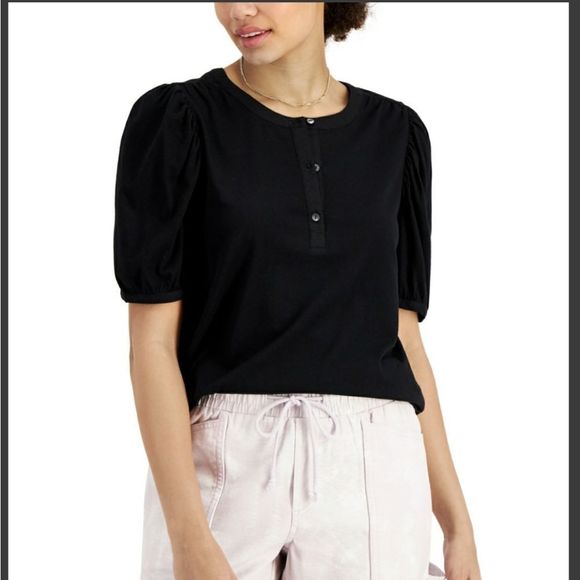 Style & Co. Tops - Style & Co Puff-Sleeve Top sz Lg